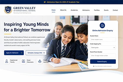 School website designed for an educational institution in Trivandrum
