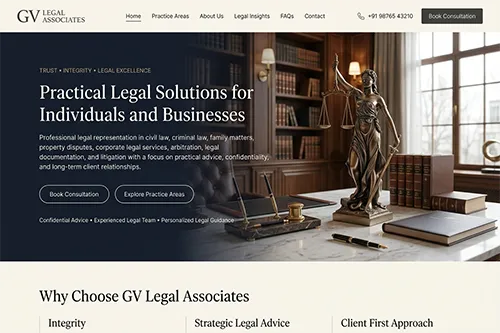Law firm website developed for a legal practice in Fort Kochi