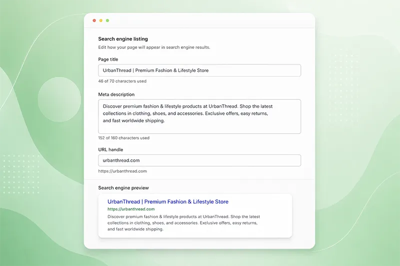 SEO-friendly features highlighting the organic search benefits of Shopify
