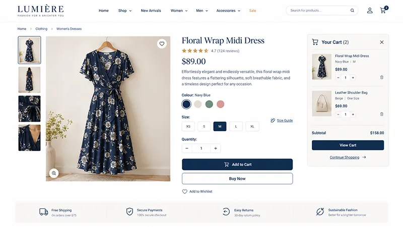 eCommerce checkout page design of an online store